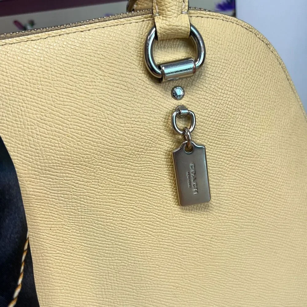 Coach Katy Satchel 2553 Vanilla Butter Yellow | Crossgrain Leather Bag - Picture 7 of 13